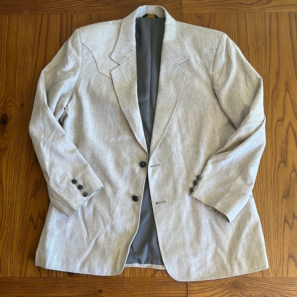 Vintage Western Classics 100% hand wovensilk light gray. Made in USA
